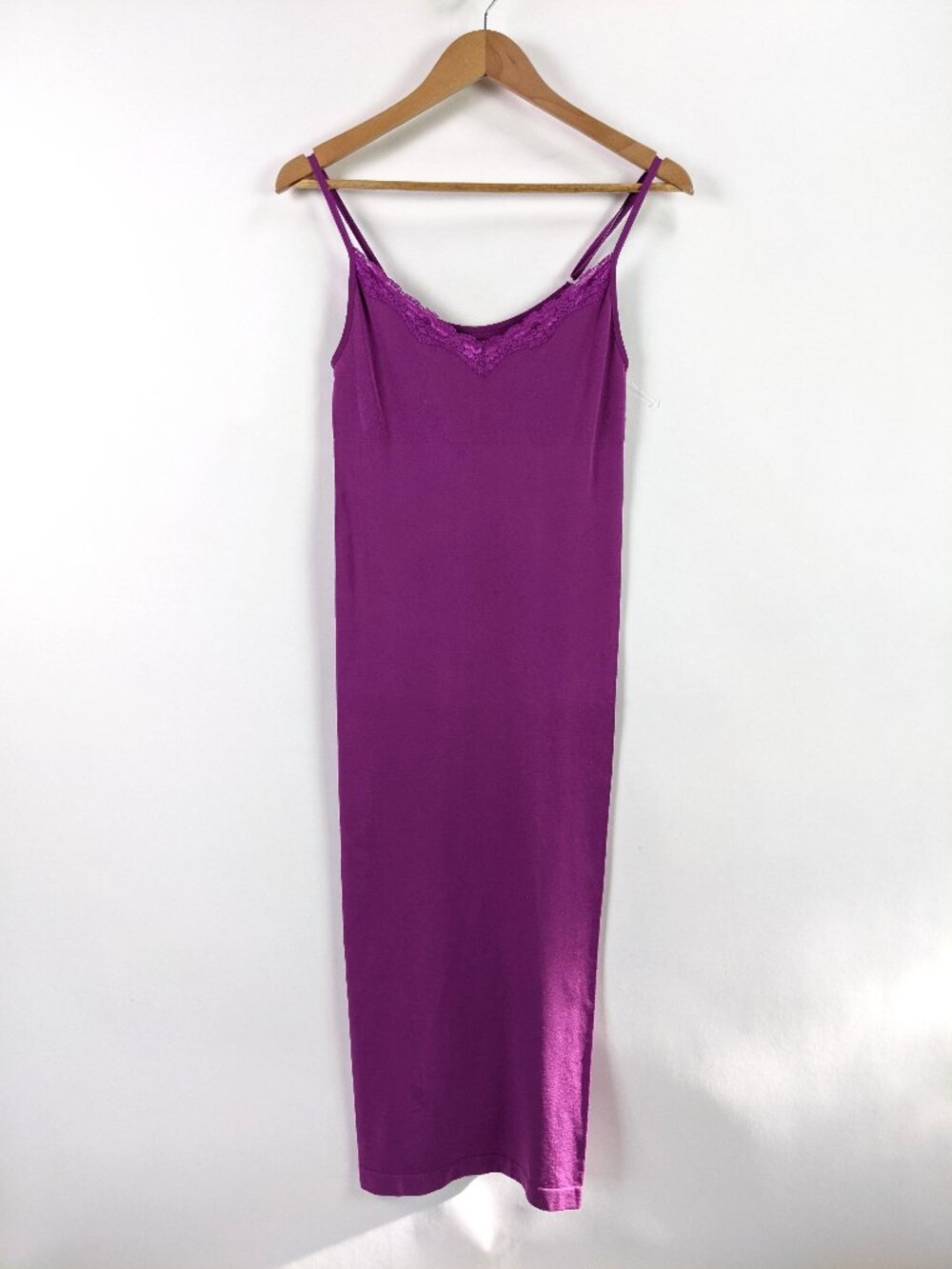 Wishlist Womens Spaghetti Strap V-neck Straight Lace Slip Dress in Purple Size M